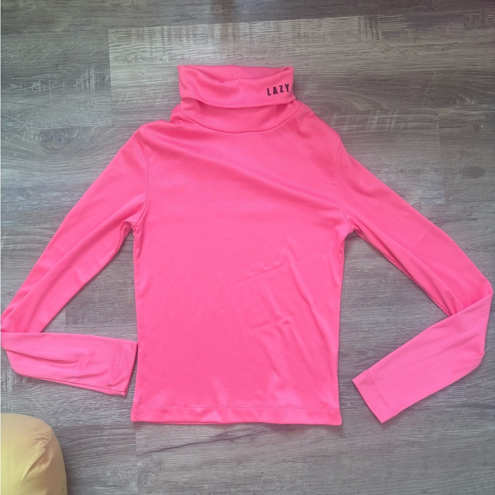 Lazy Oaf Vibrant Neon Pink Turtlneck